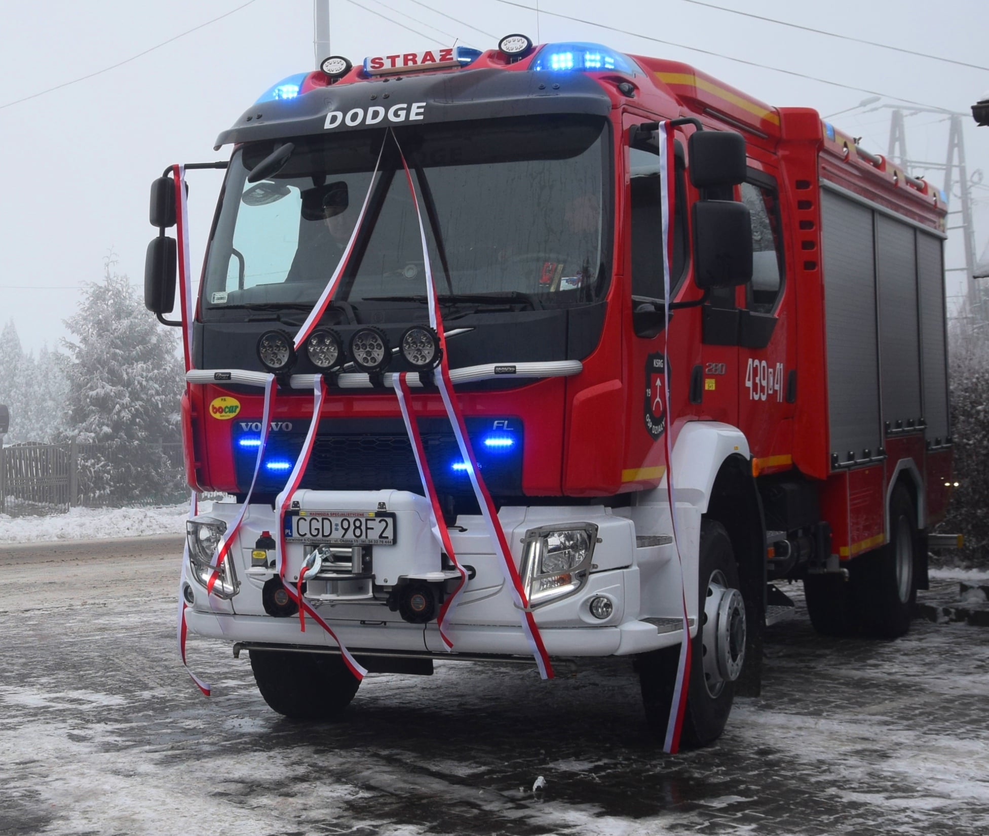 uroczystość poświęcenia i przekazania nowego samochodu ratowniczo – gaśniczego