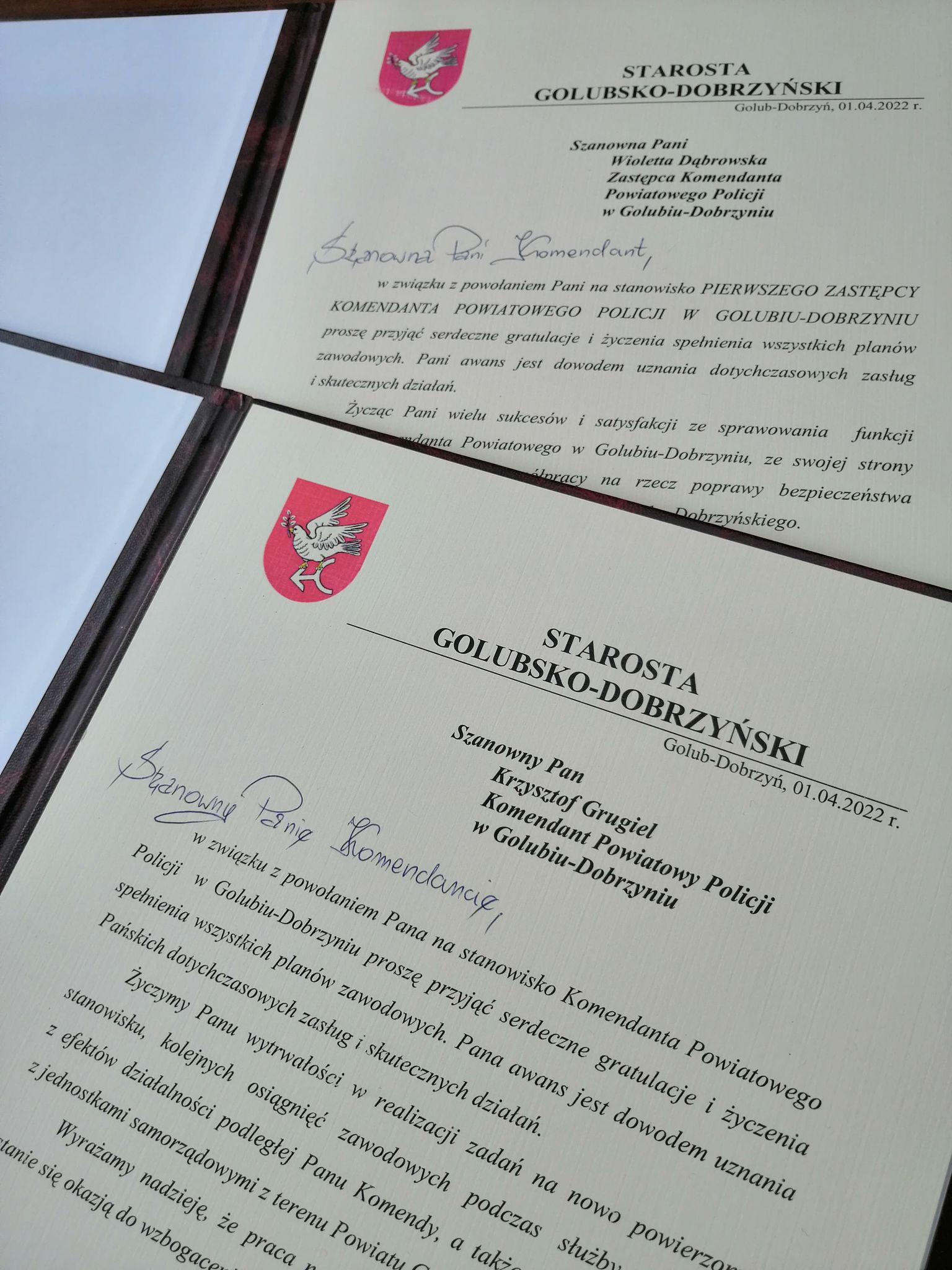 Powołanie na stanowisko Komendanta Powiatowego Policji w Golubiu-Dobrzyniu